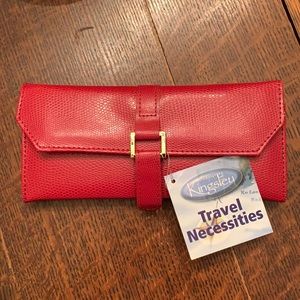 Kingsley Red Leather Jewelry Travel Wallet New!!!
